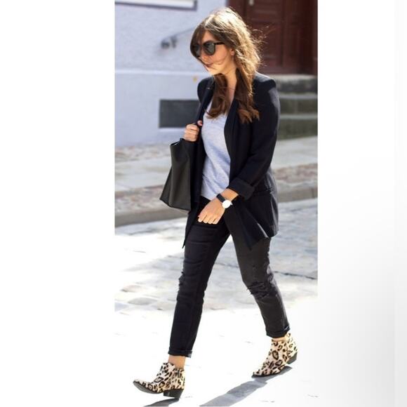 🆕 NWOT Sam Edelman Petty Leopard Bootie Cheetah Heel Zipper Brown Tan Black 4.5 - Picture 4 of 16